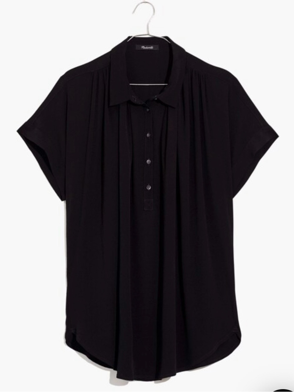 Madewell Central Drapey Popover Shirt in Black Size M - Picture 4 of 8